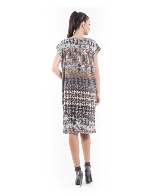 Conquista Brown Patterned Sweater Dress Anthracite