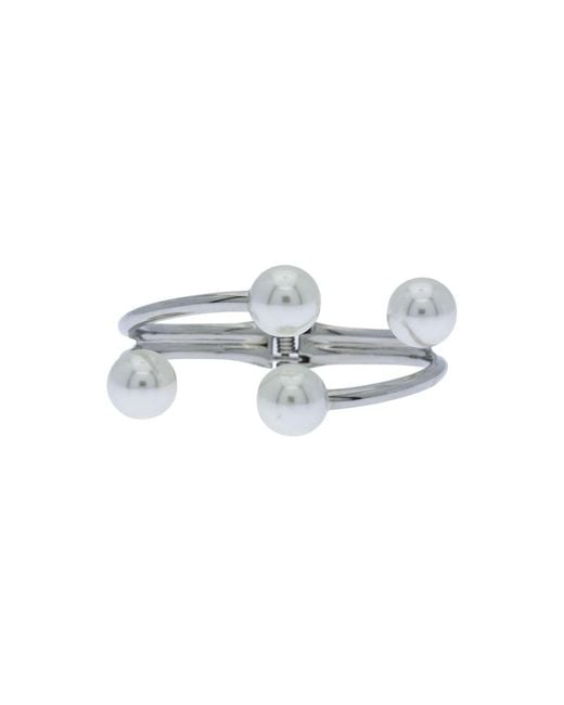 Saachi Metallic Hinged Pearl Cuff Bracelet