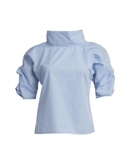 Bianca Popp Blue Puff Blouse With Collar