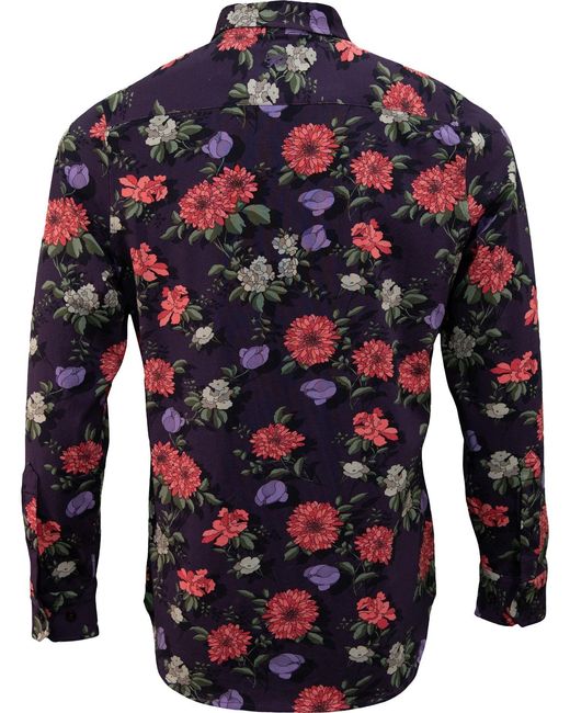 Lords of Harlech Blue Sawyer Augustus Floral Knit Shirt for men