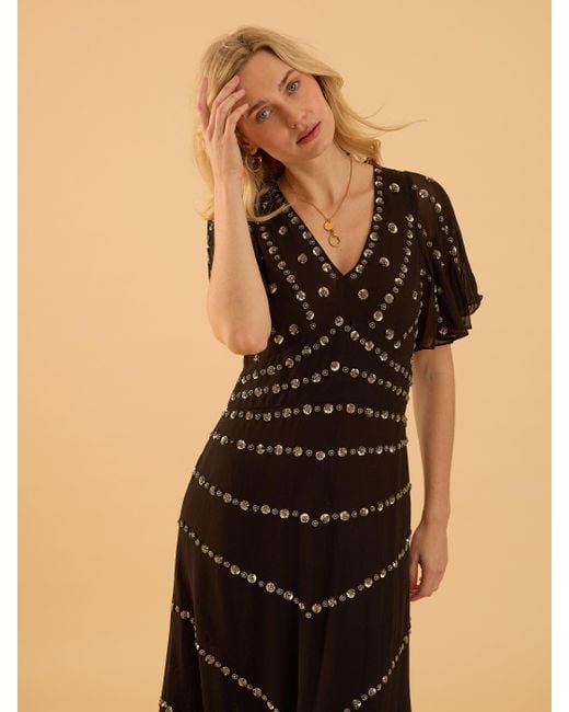 Rose & Nancy Black Rose Sequin Maxi Dress