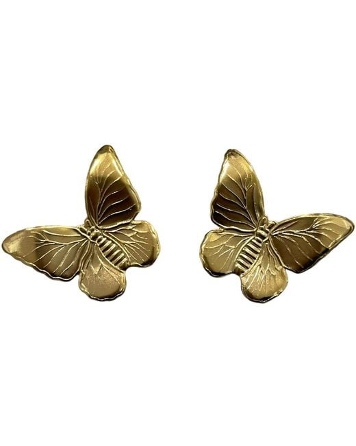 Achala Handcrafted Green Statement Butterfly Plated Earrings