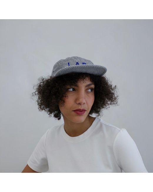 London Atelier Byproduct Gray Lab Striped Embroidery Logo Hat