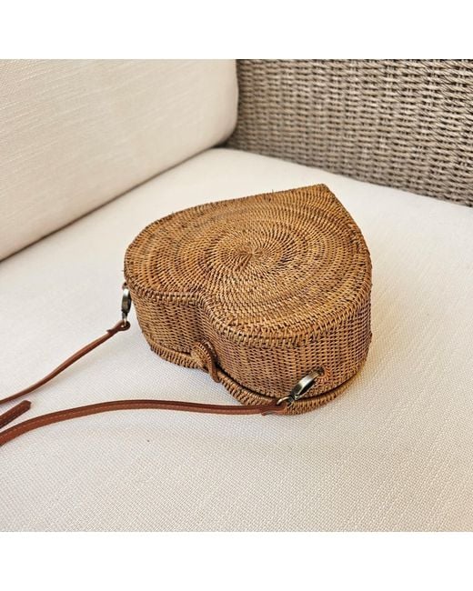 OhSun Women's Brown Faith Rattan & Leather Crossbody