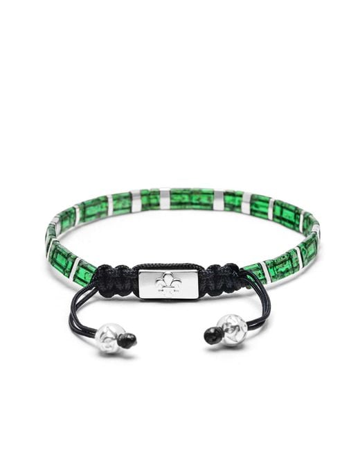 Nialaya Green Bracelet With Marbled And Miyuki Tila Beads for men
