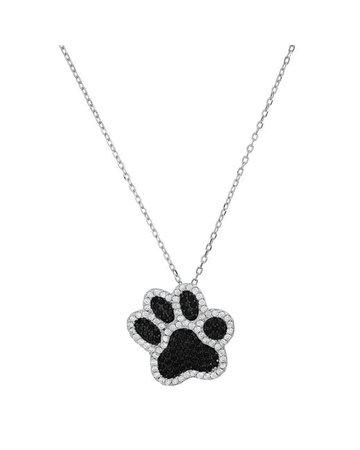 Kylie Harper Metallic Sterling Diamond Cz Doggy Paw Pendant