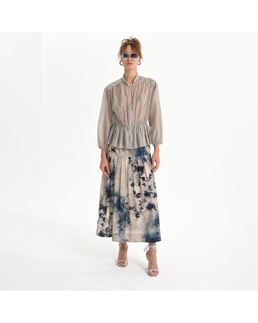 Lalipop Design Blue Ink Pleated Midi Skirt