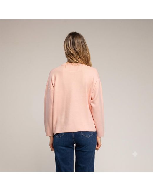 Tantra Spain Sl Pink Knitted Sweater With Pocket And Crochet Detail