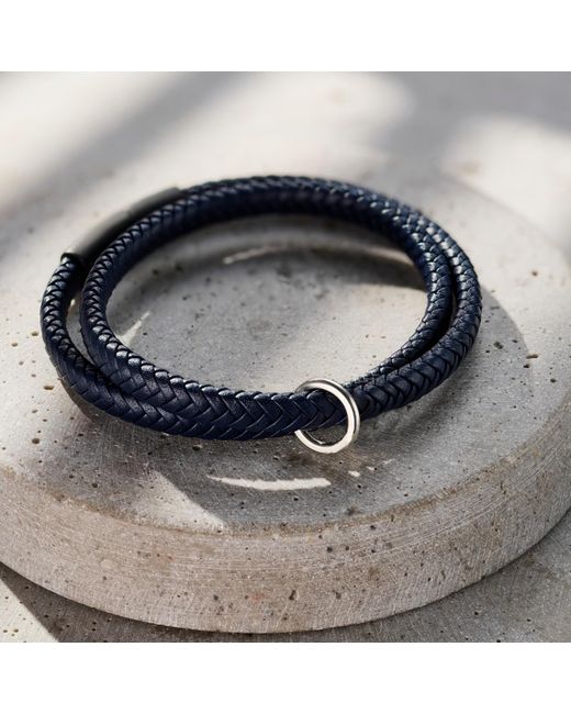 Posh Totty Designs Blue Leather Message Bracelet for men