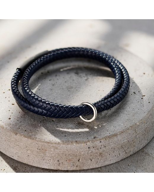 Posh Totty Designs Blue Navy Leather Message Bracelet for men