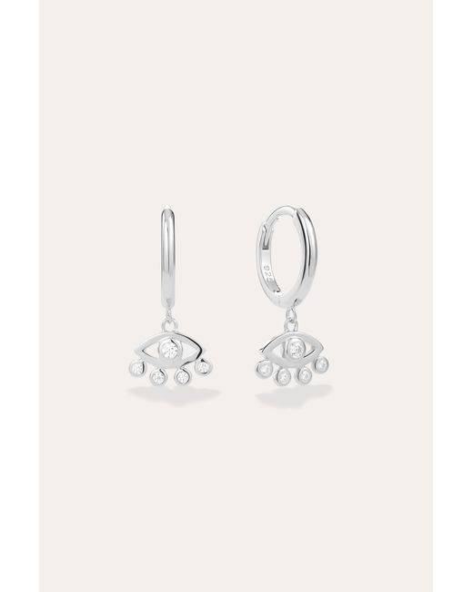 Vanhi White Defender Evil Eye Hoops