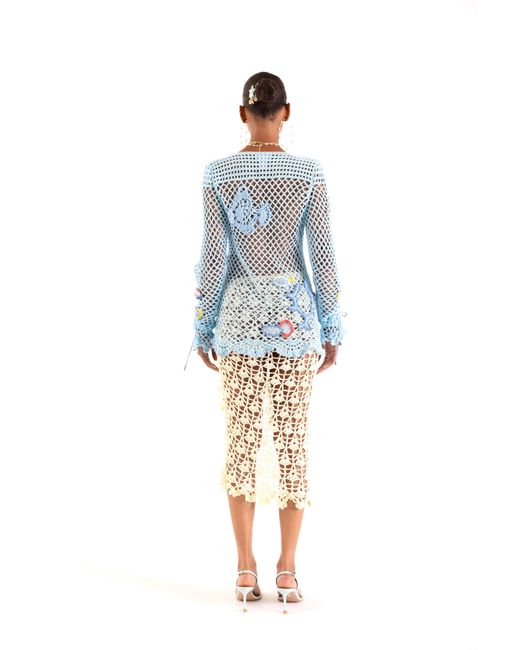 Andreeva Metallic Beach Rose Handmade Crochet Cover-Up