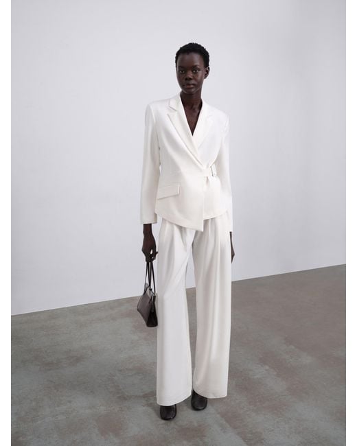 Sélone White Nore Asymmetric Wrap Blazer