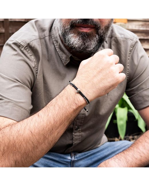 Harbour Uk Black Skull Connection Rope Bracelet for men