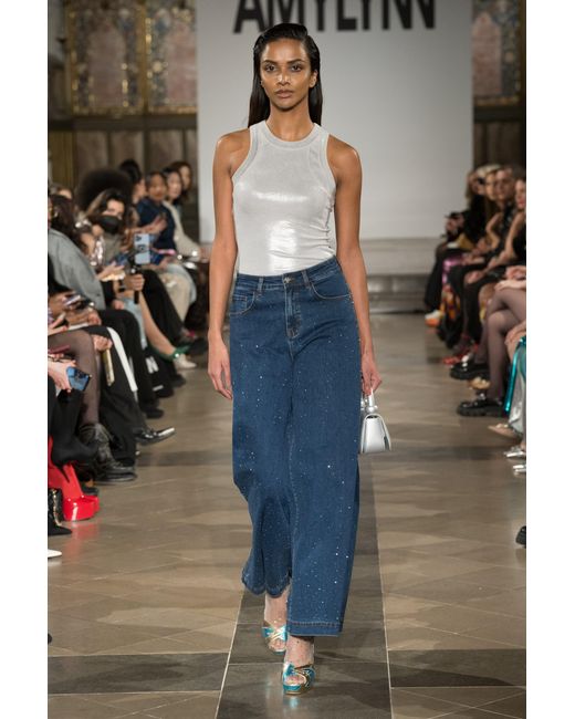 Amy Lynn Blue Demi Diamante Flare Jeans