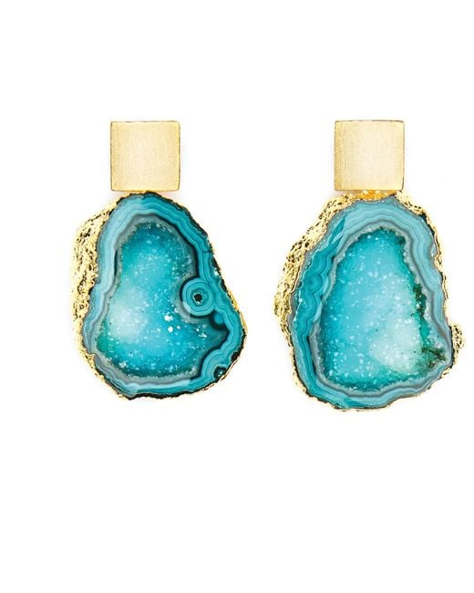 Magpie Rose Multicolor Aquamarine Rocks In The Sky Green Earrings