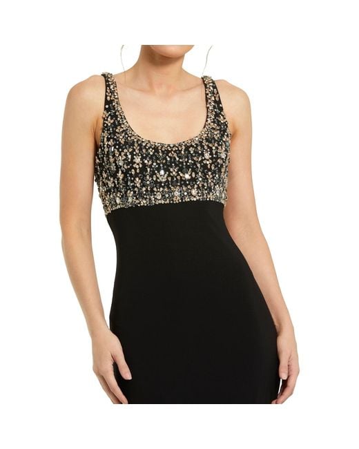 Mac Duggal Black Sleeveless Scoop Neck Embellished Jersey Gown