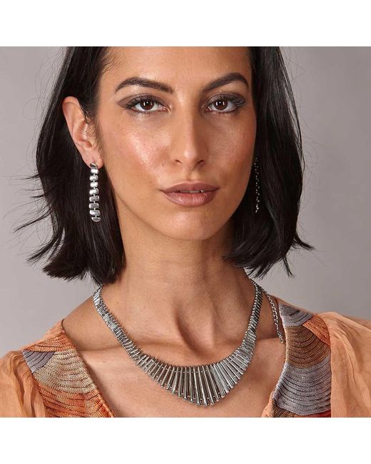 Lucy Quartermaine White Solid Sterling Egyptian Temple Long Earrings