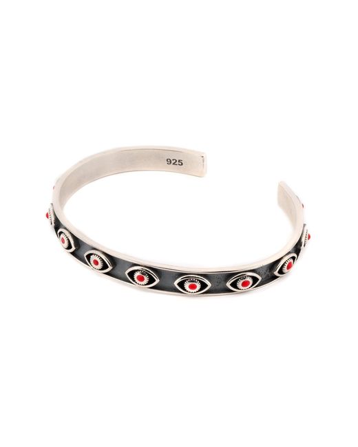 Ebru Jewelry Metallic Coral Evil Eye Sterling Cuff Bracelet for men