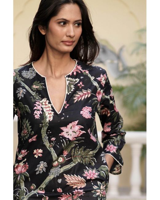La Mandarine Black Kaftan, Juanita Long Kaftan Dress, Beach Kaftan, Luxury Beach Coverup With Pockets