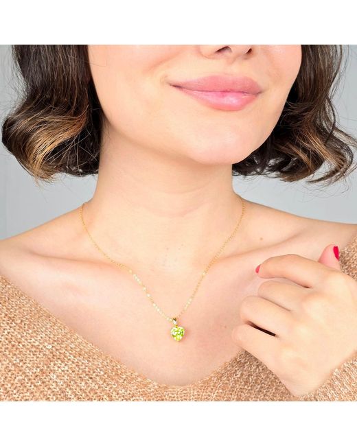 Harfi Yellow Peridot August Birthstone Love Heart Pendant Necklace