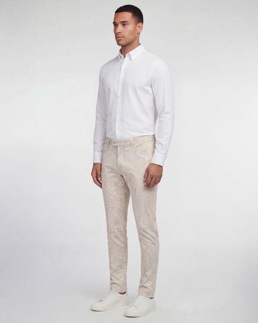 Lords of Harlech Natural Neutrals Jack Paisley Explosion Ivory Flat Front Pant for men