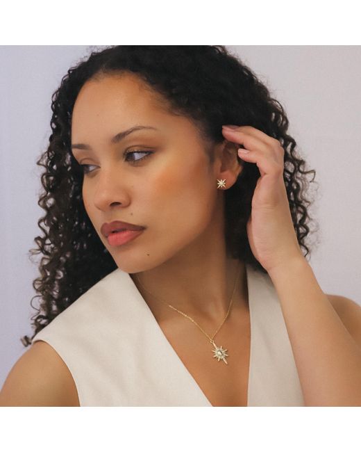 Luna Charles Metallic Heidi North Star Birthstone Necklace Plated April