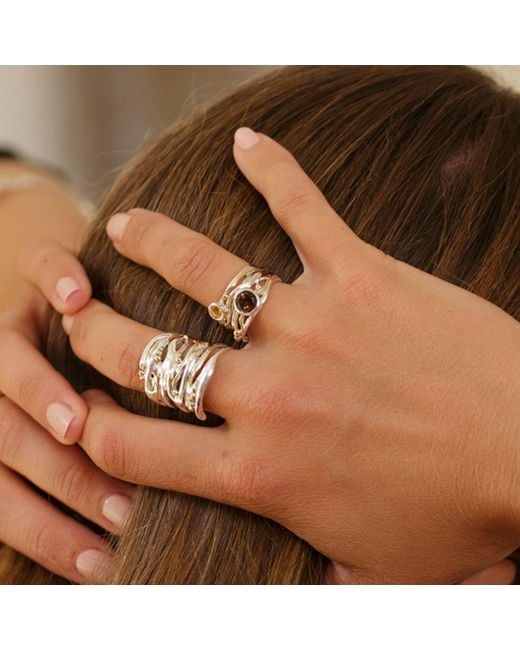 Isla Silver White Smoky Quartz & Citrine Statement Ring