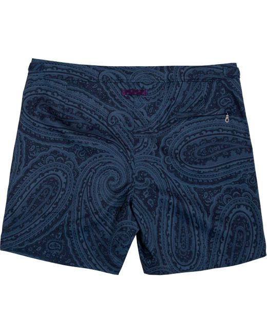 Lords of Harlech Blue Neptune Wild Paisley Oxford Tailored Swim Short for men