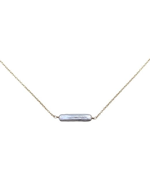 Kiri & Belle Metallic Esme Baroque Pearl Bar Filled Necklace