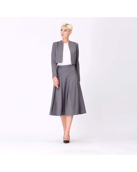 Smart and Joy Gray Flared Pleats Skirt