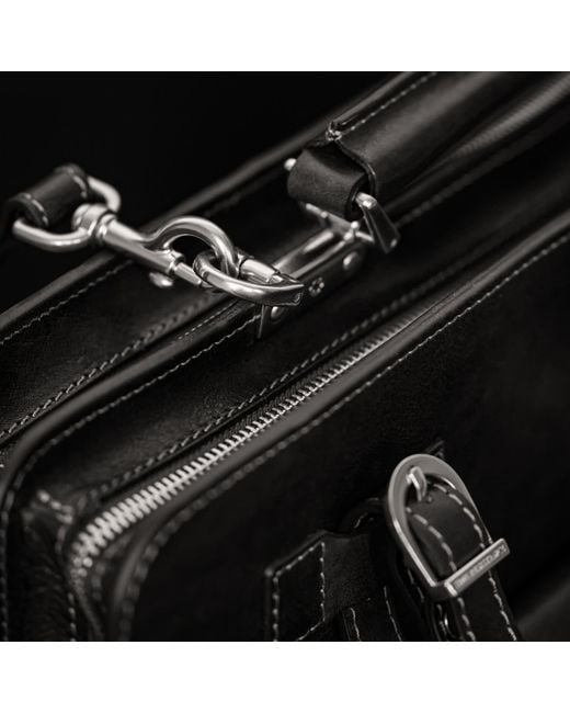 Time Resistance Black Leather Large Satchel Bag Briefcase for men
