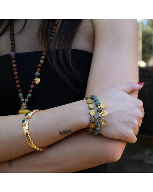 Ebru Jewelry Metallic Mystic Motion Spiral & Hematite Boho Bracelet Set