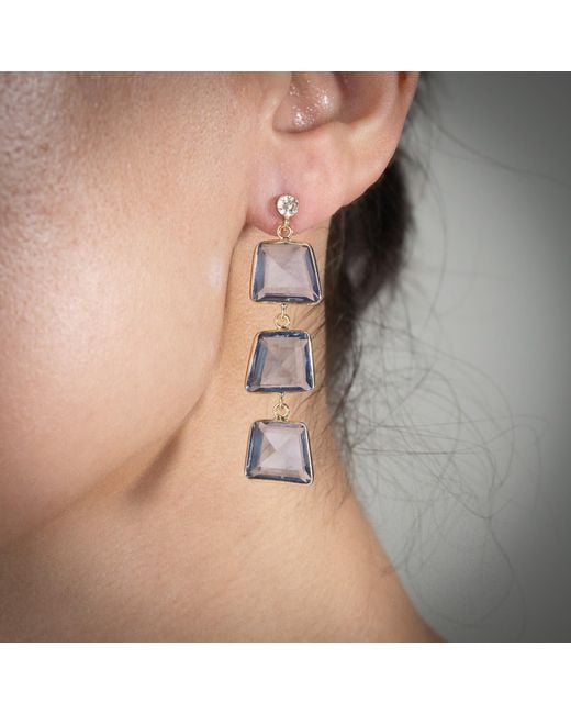 Rare Matters Jewelry Blue Glass Triple Drop Earrings