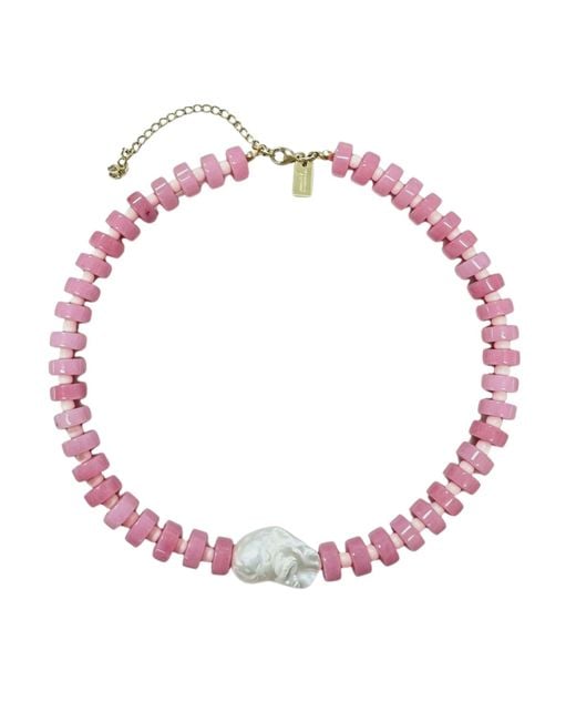 Christina Greene Pink Rosy Outlook Baroque Pearl Beaded Necklace