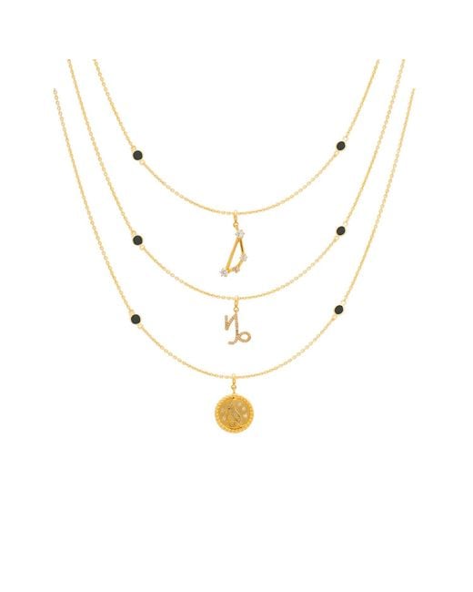 Lavani Jewels Metallic Zodiac Horoscope Sign Capricorn Symbol Necklace Gold