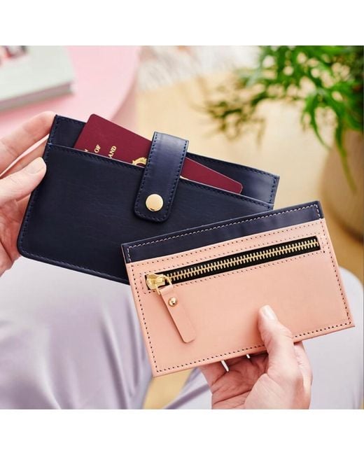 VIDA VIDA Blue Leather Two Part Travel Wallet