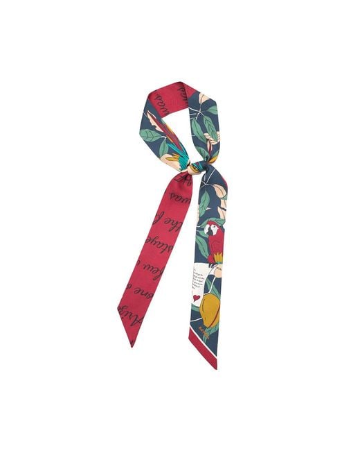 Lost Pattern Red El Amor Silk Twilly Neck Bow