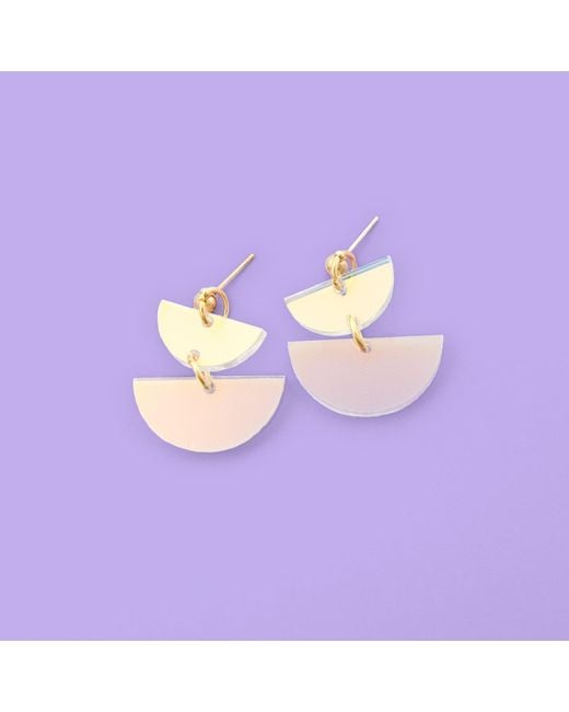 By Chavelli Pink Neutrals Twin Luna Half-Moon Dangly Earrings