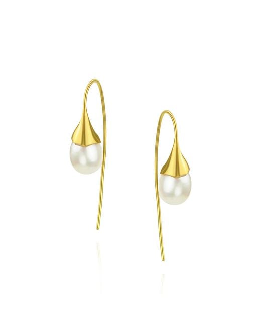 MOUNIR LONDON Metallic Pearl Tulip Drop Earrings