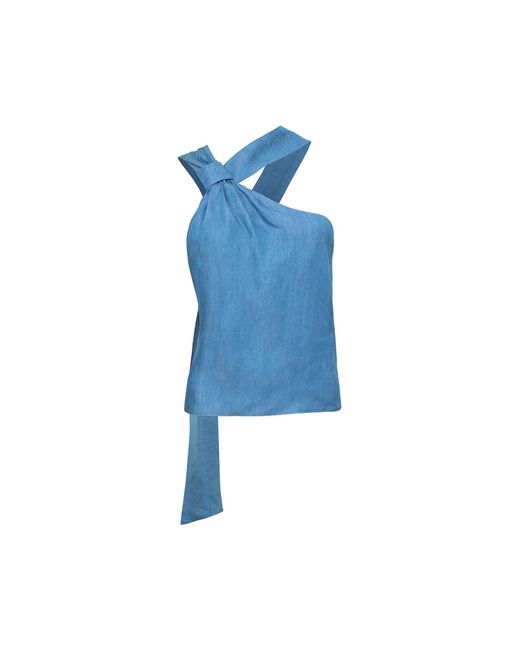 Audrey Vallens Blue Denim Affair Asymmetric Tencel Top Success