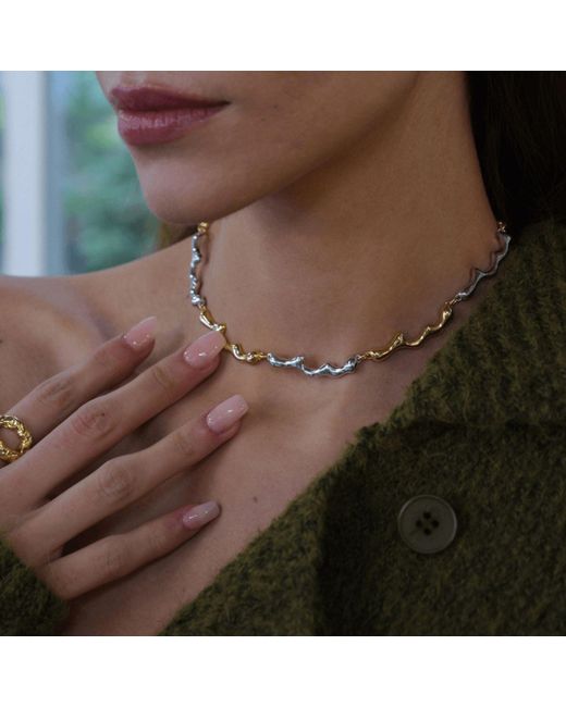 LINYA JEWELLERY Metallic Dery Double Color Drop Necklace Choker