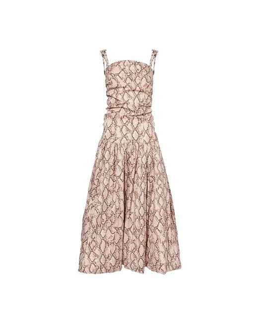 Amy Lynn Natural Neutrals Alexa Snake Print Puffball Dress