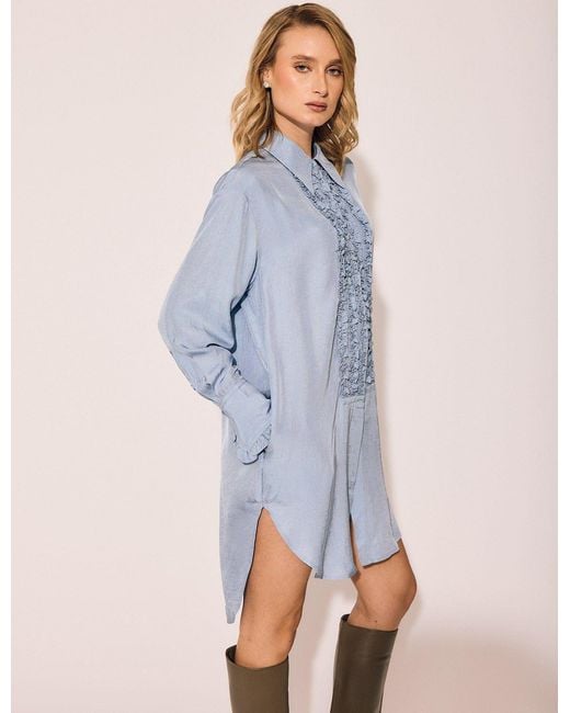 Lindsay Nicholas New York Gray Tuxedo Shirt Dress