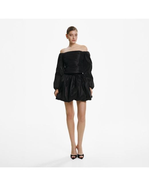 Lita Couture Black Off-The-Shoulder Taffeta Blouse