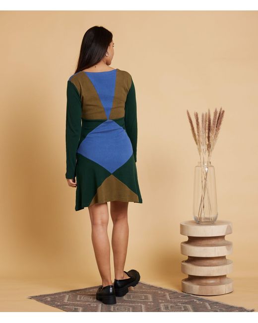 Known Supply Blue Colorblock Lightweight Sweater Dress