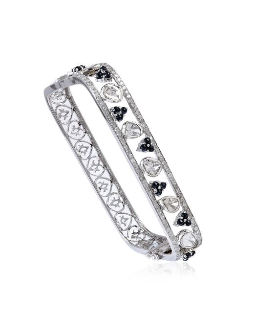 Artisan White 18K & Diamond & Spinel Bangle Bracelet