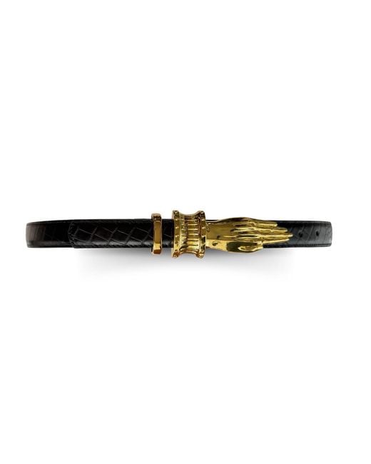 Indigolush Black Gilded Lure Hand Buckle Belt Lizard