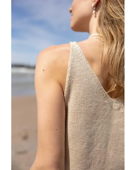 SALANIDA Natural Neutrals Mare 100% Linen Tank Top Sand