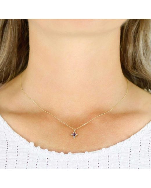Lee Renee Metallic Amethyst & Diamonds Cross Necklace